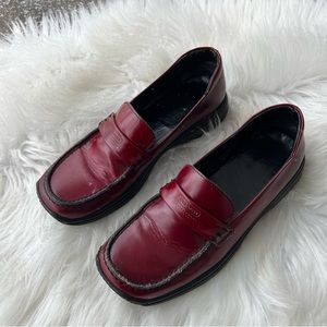 COACH Red Leather Square Toe Loafer Shoes